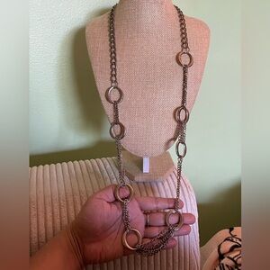 Elegant Silver Hoop Chain Necklace